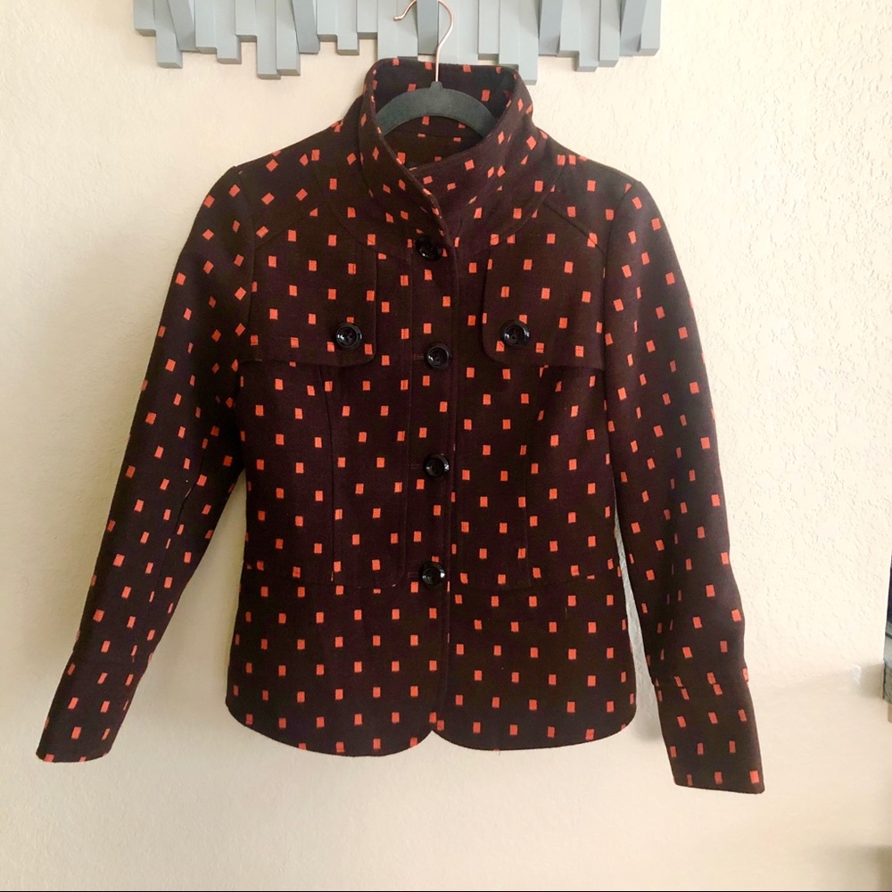 Geometric brown orange wool blend Peacoat , XS